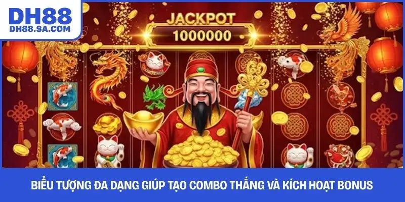 Biểu tượng đa dạng giúp tạo combo thắng và kích hoạt bonus 